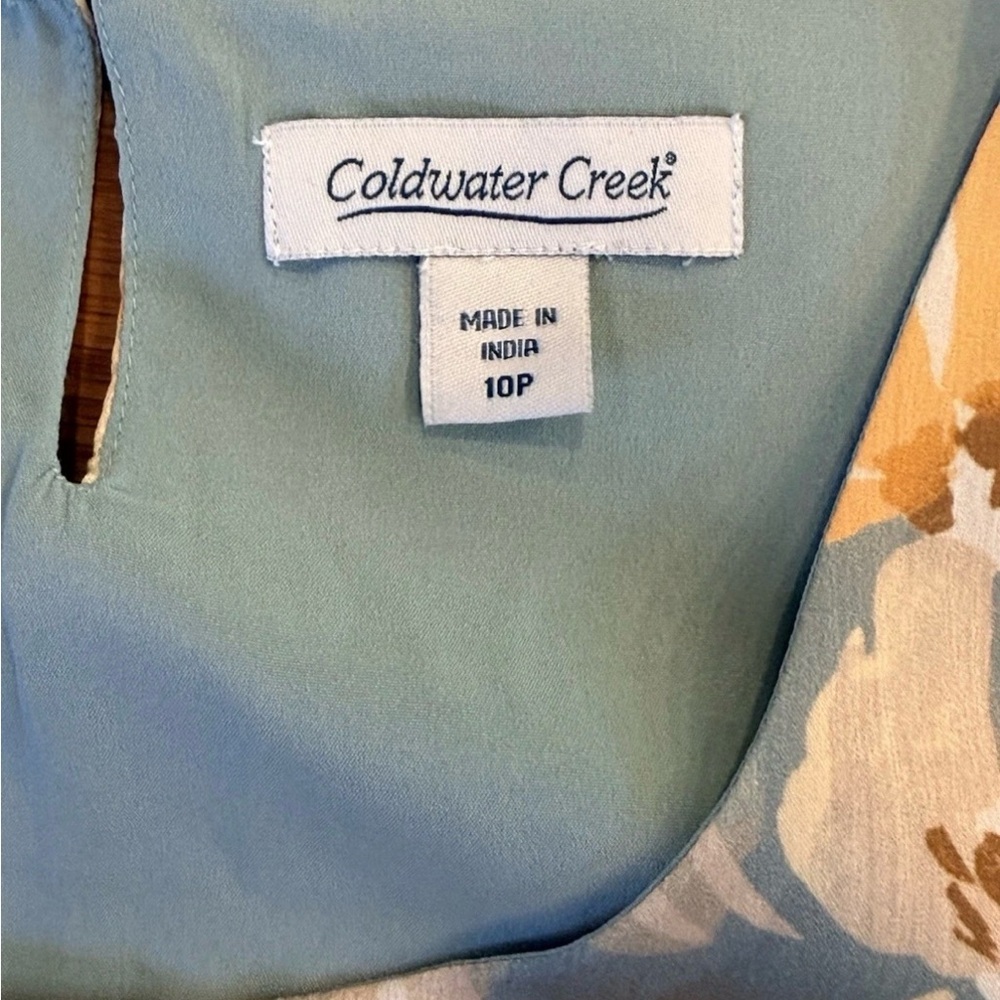 Coldwater Creek Floral Midi Dress Petite 10P Sleeveless Pockets Lined Blue - Picture 5 of 7